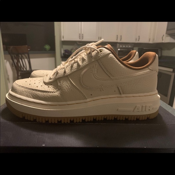 Pecan Air Force Ones Mens 9/Womens 10.5 - Picture 2 of 7